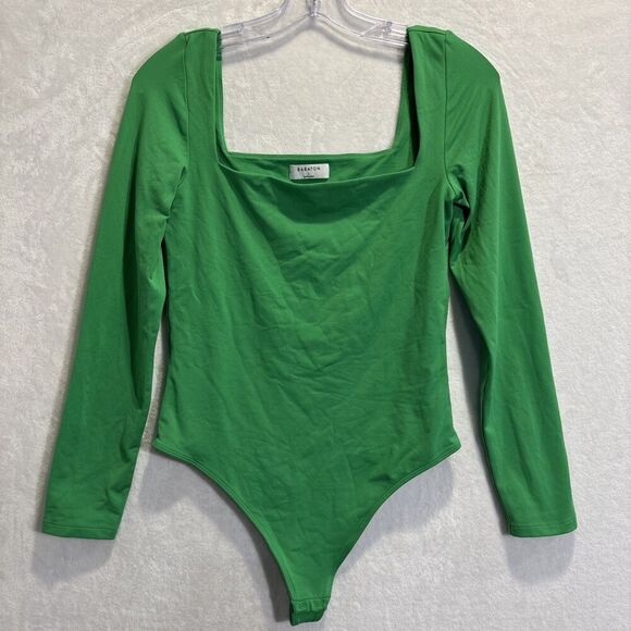 Aritzia Babaton Contour Bodysuit Women's Large Green Long Sleeve Square Neck - Picture 1 of 15